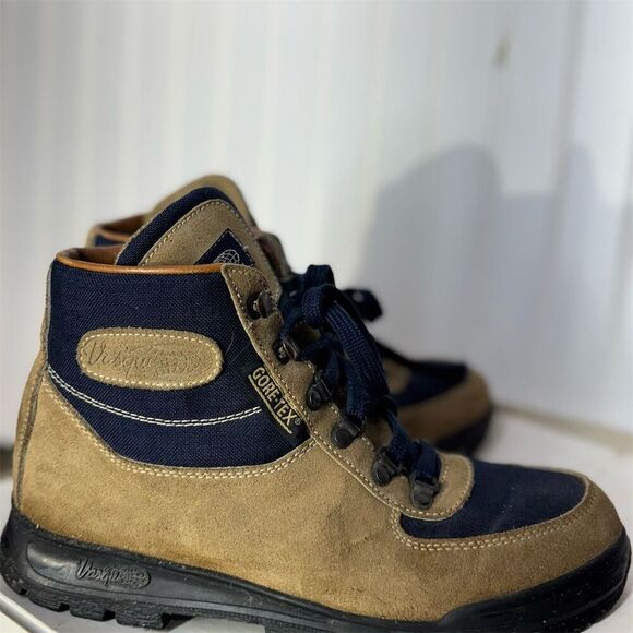 VTG Vasque Gore-Tex Hiking Boots Size 8M Suede & Canvas Made in Italy Cowhide - Picture 6 of 9